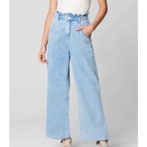 Blank NYC light wash paperbag wide leg pull on jeans small